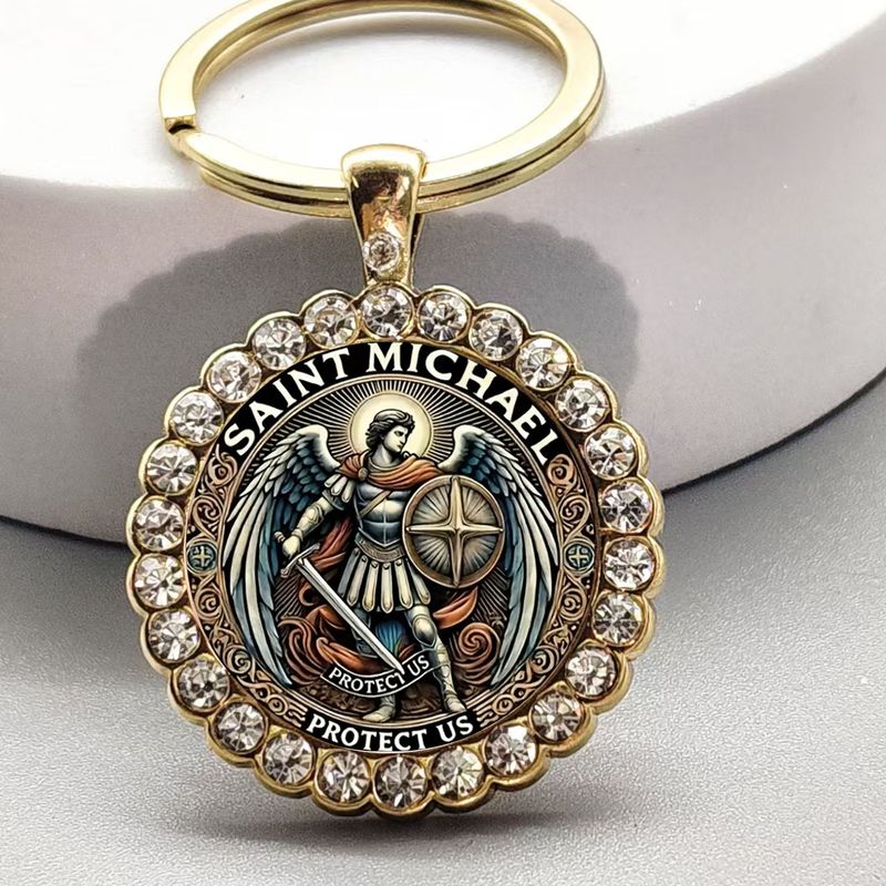 Cross-Border Fashion Defender Glass Men's Alloy Round Keychain Anniversary Gift Jewelry Wholesale