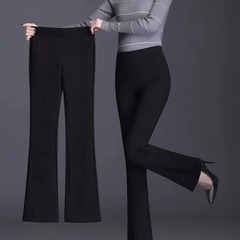 春秋冬季2024微喇叭裤女高腰大码宽松保暖裤子垂感直筒休闲西装裤