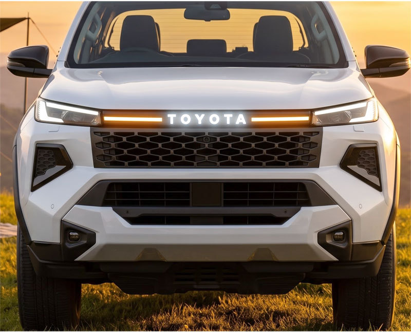 Suitable for Toyota Hilux 2026, Hilux Travo modified front grille emblem light, LED daytime running light