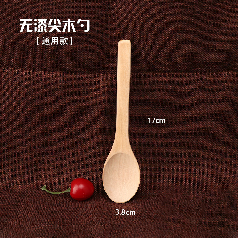 17x3.8 니스되지 않은 뾰족한 나무 숟가락 1