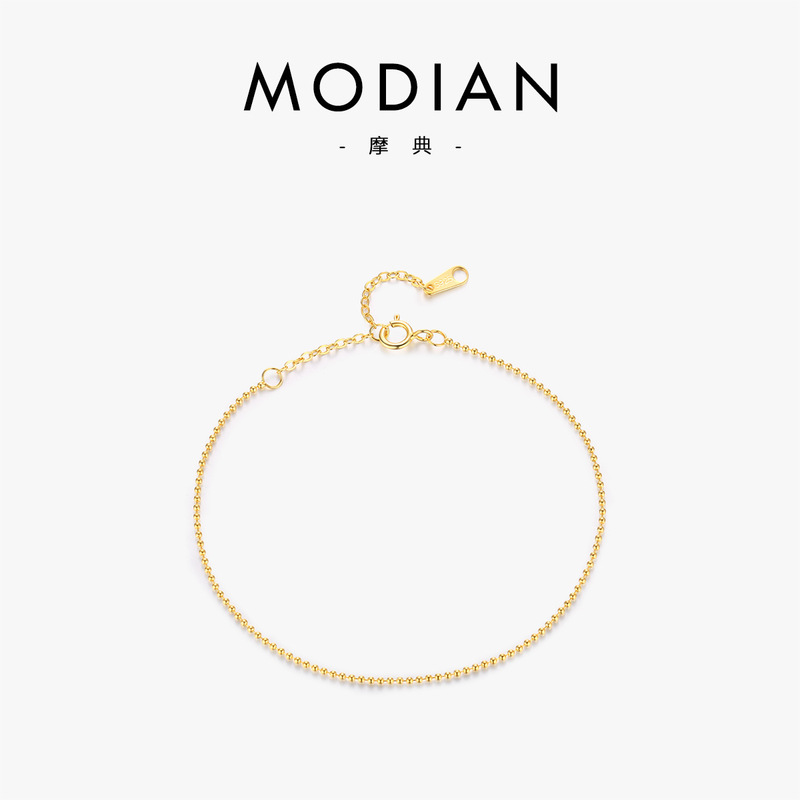 Modian S925 Sterling Silver Small Gold Bead Bean Bracelet Women's Japanese and Korean-style Simple Summer New ins Fashionable Stacked Style Bracelet