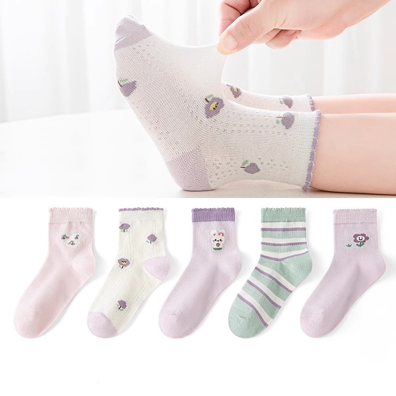 6本指ネズミソックス卸売子供用ソックス女の子春と夏の女の赤ちゃんメッシュ中型子供女の子ミッドチューブ綿ソックス|undefined