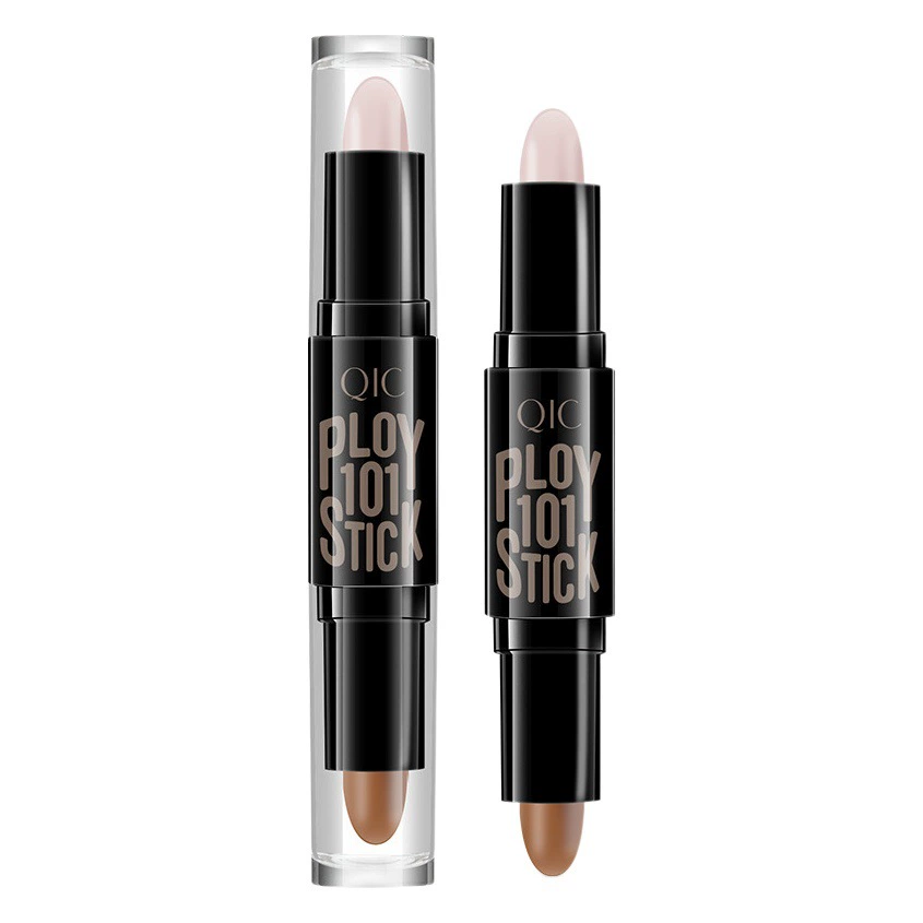 QIC Chini Color Двойная головка Отделочная палочка Силуэт Осветляет лицо Подсветка Трехмерная отделка Консилер Ручка Трансграничный макияж