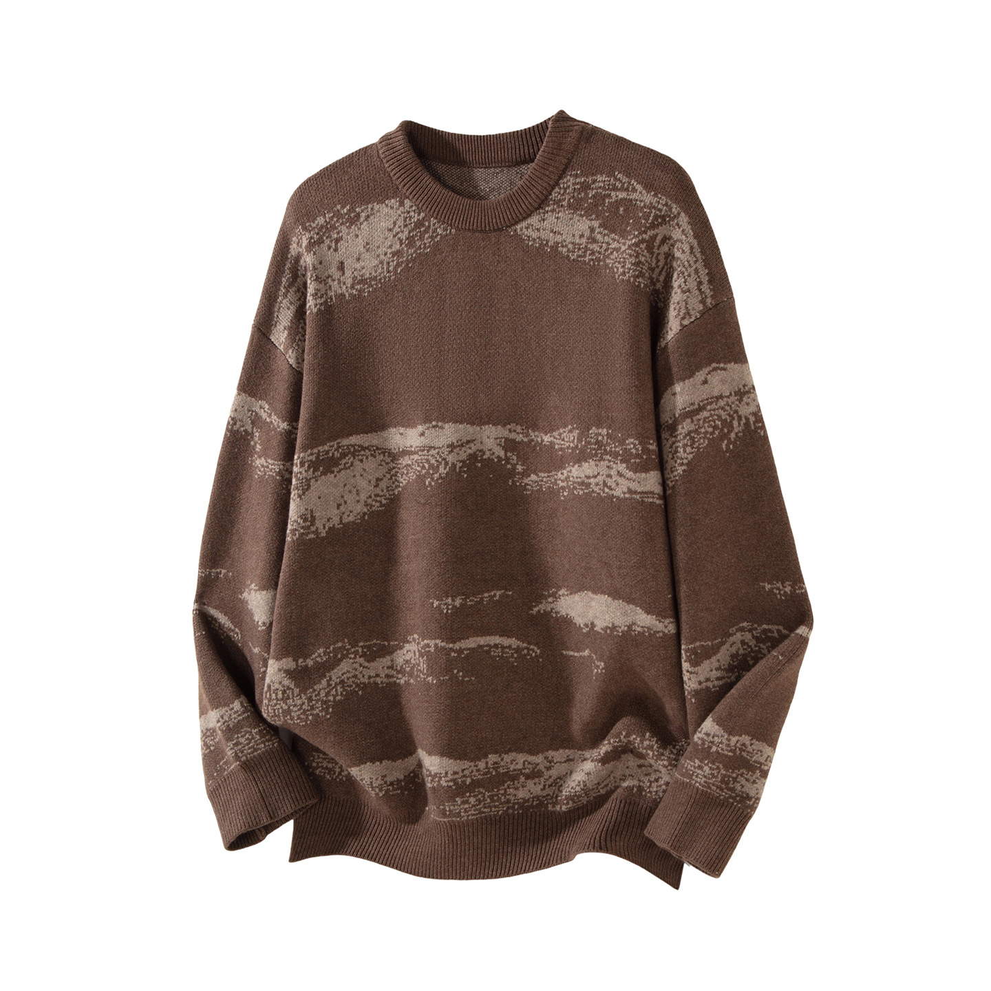 Autumn Winter New Round Neck Pullover Jacquard Knit Men Loose Fit Versatile Casual Sweater Price Control 13_voghion.com