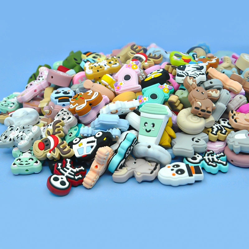 Внешняя торговля продает многоцветные пищевые силиконовые бусы DIY мультяшные аксессуары для животных