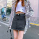 Denim Half-length A- line Skirt Women's Summer Thin Korean-style High Waist A- line plus size Hip Slimming Mid-length Skirt
