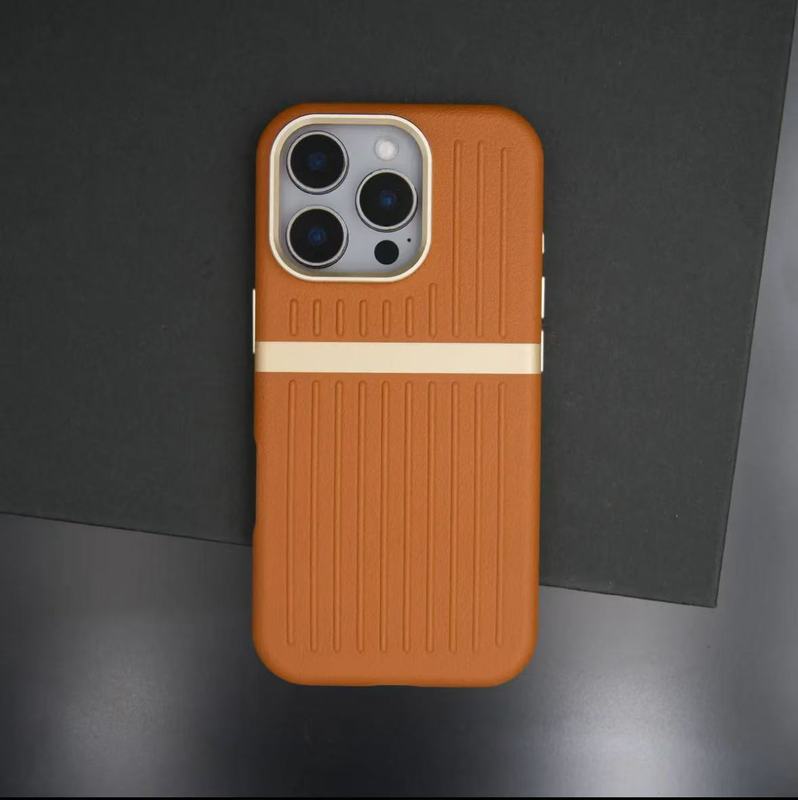 适用iPhone17PROMAX行李箱皮革瓦楞磁吸手机壳苹果16防摔保护套15|undefined