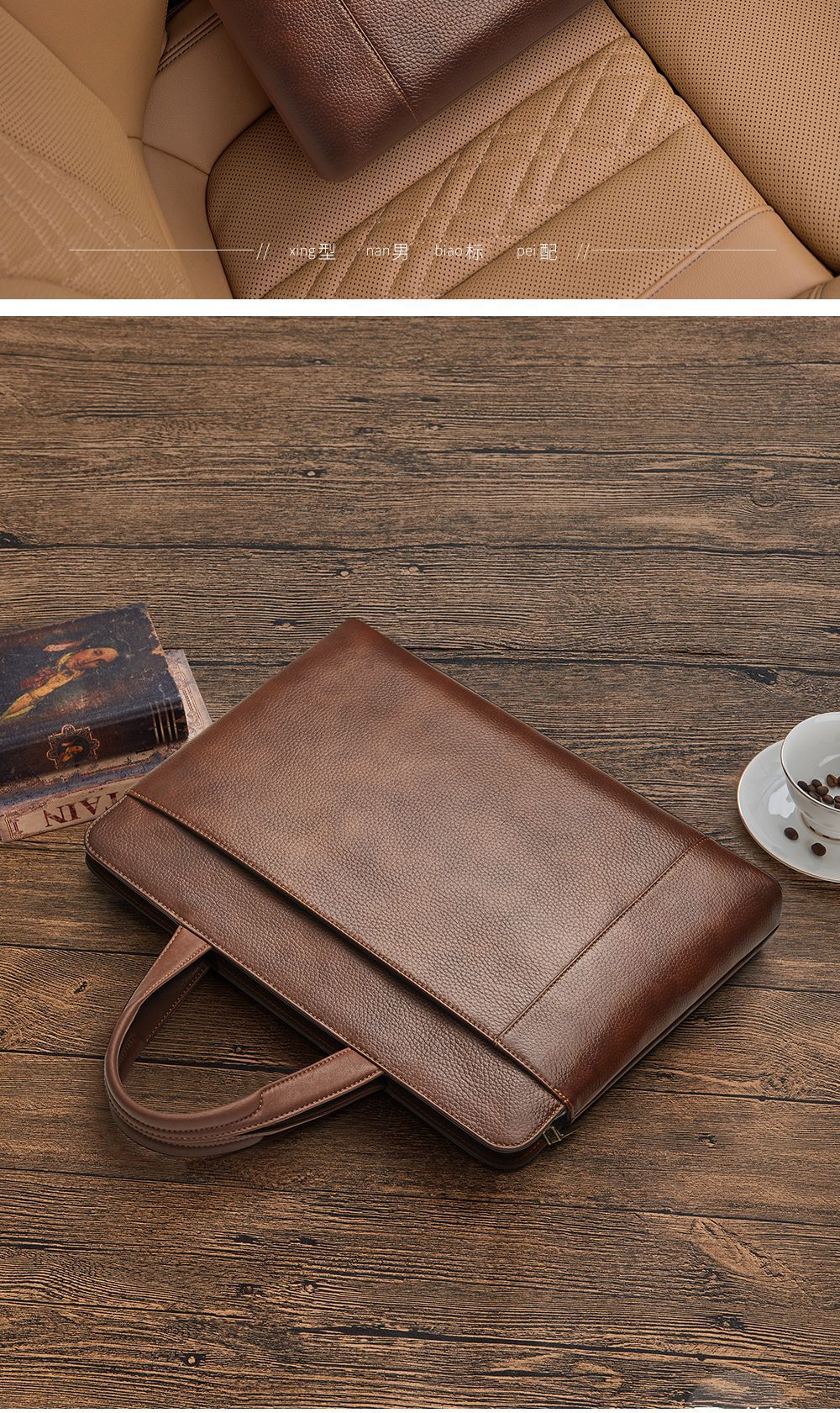 Túi xách nam da bò vintage tote bag đựng laptop công suất lớn chi tiết 17