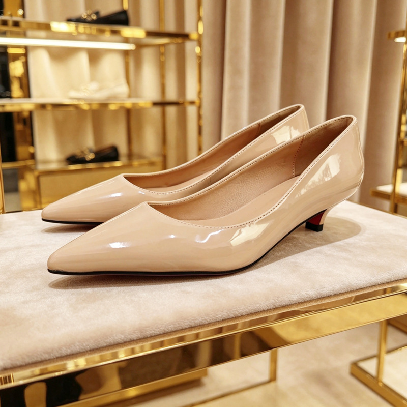 French-style pointed-toe kitten-heel shallow single shoes for women, suitable for commuting, with thin high heels, available in stock from the factory, wholesale professional work shoes French-style pointed-toe kitten-heel shallow single shoes for women, suitable for commuting, with thin high heels, available in stock from the factory, wholesale professional work shoes