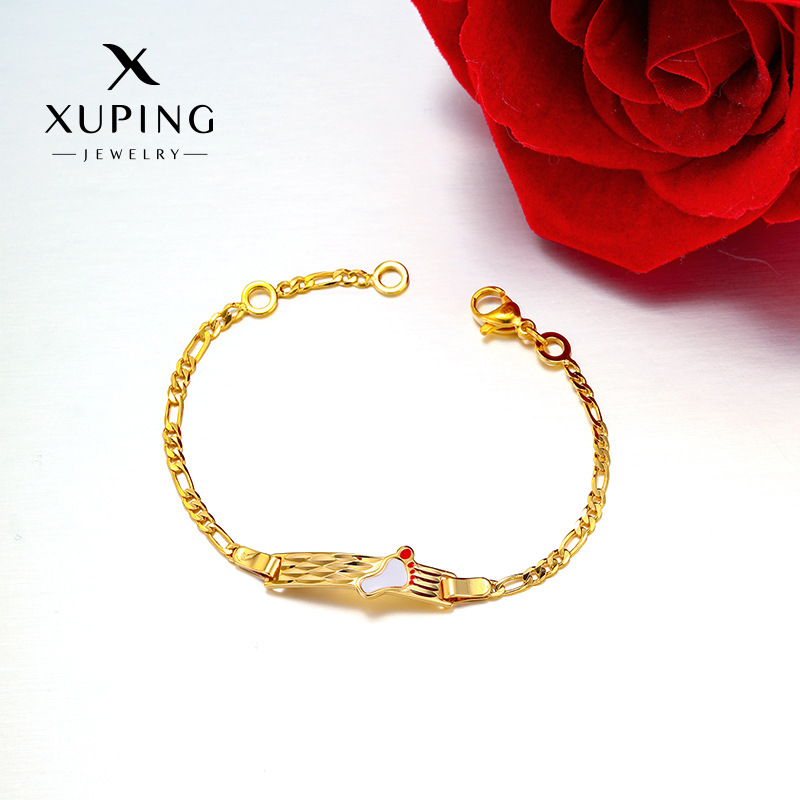 Xuping aleación de cobre chapado en 24k nicho serie de goteo de aceite cuadrado pulseras de niños imitación de oro lujoso joyas de mano para mujeres