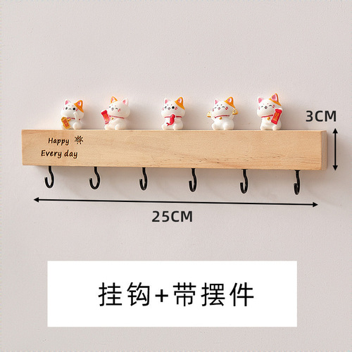 Pendant Key Holder with Wooden Design, No-Drill Entryway Wall Hook, Creative Decor for Door Entrance