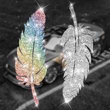 两片羽毛汽车贴纸闪亮喷砂反光装饰贴纸跨境电商外贸热卖汽车贴纸