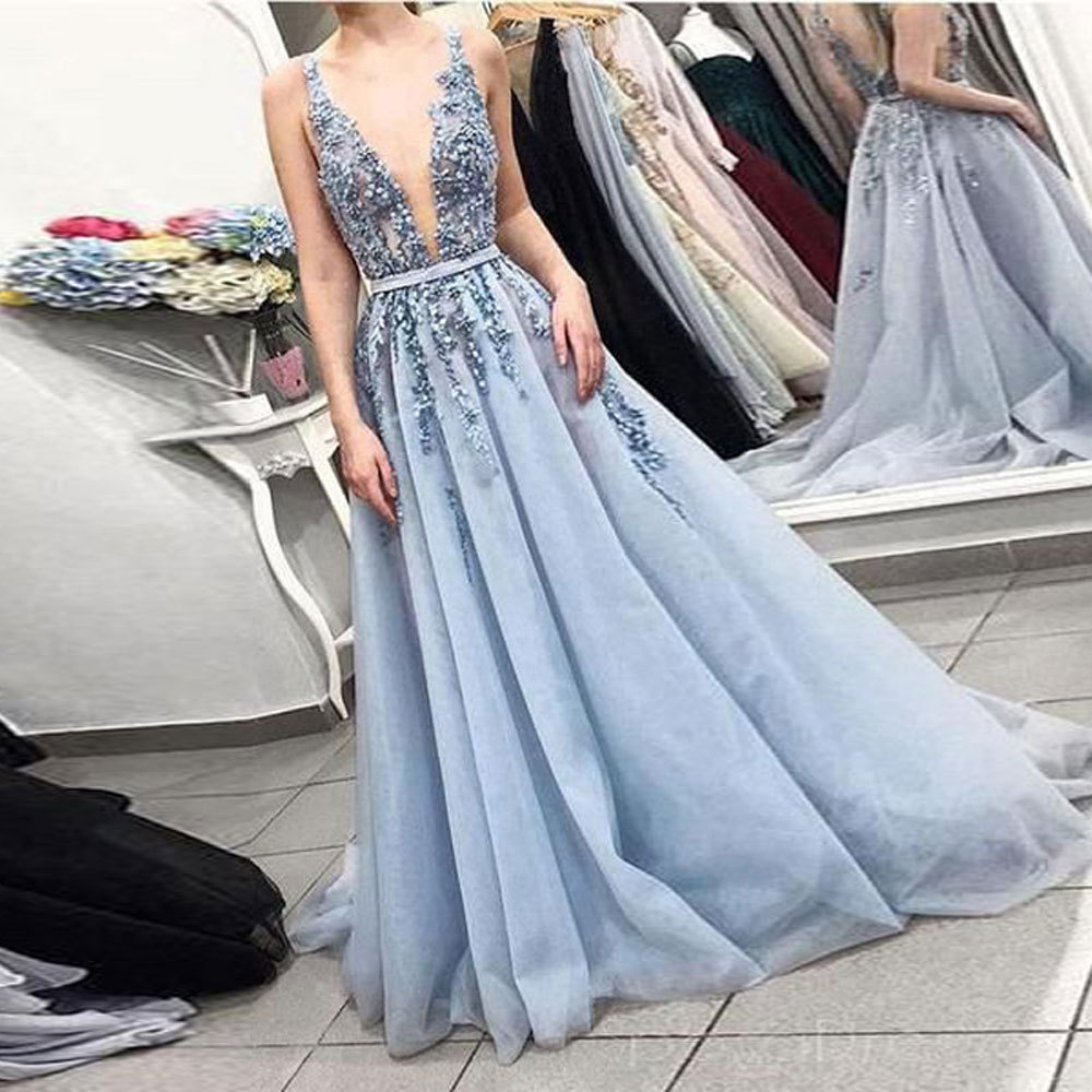 Comercio exterior europeo y americano Amazon AliExpress deseo nuevo profundo V pesado hecho a mano largo vestido de noche formal banquete