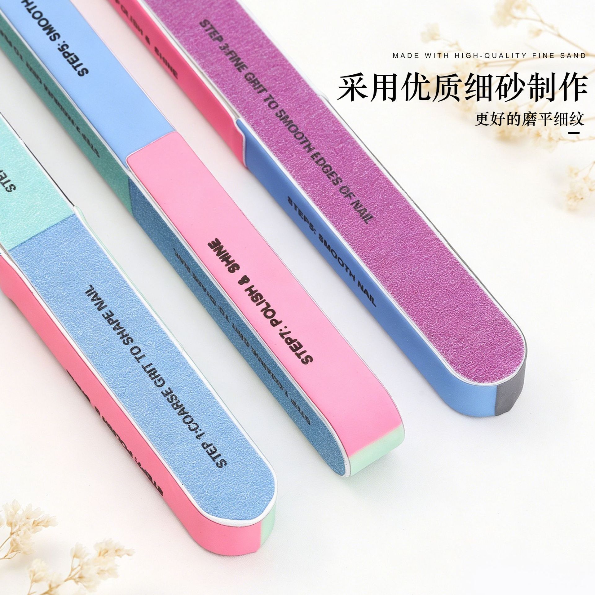 Archivo de pulido de siete lados Archivo de uñas Archivo de esponja Archivo de envoltura de borde tira de pulido de la superficie de uñas lima de uñas de siete colores