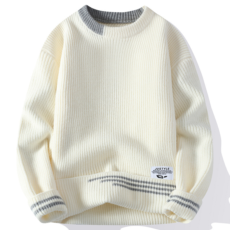 Breathable, versatile, and unique color-blocked turtleneck sweater for men, long-sleeved sweater, men's autumn and winter knitwear.