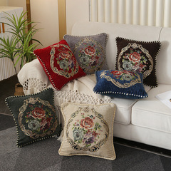 歐式簡約雪尼爾花卉抱枕家居臥室客廳沙發床頭軟包裝飾汽車抱枕套