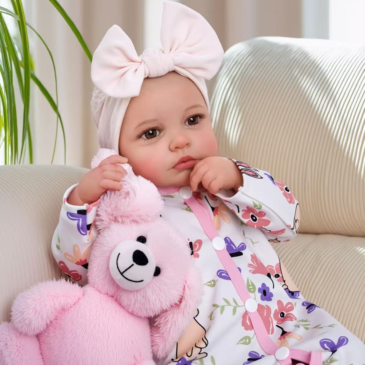 Muñeca realista Loulou Awake de 19 pulgadas con ojos abiertos, como regalo de Navidad para niños.