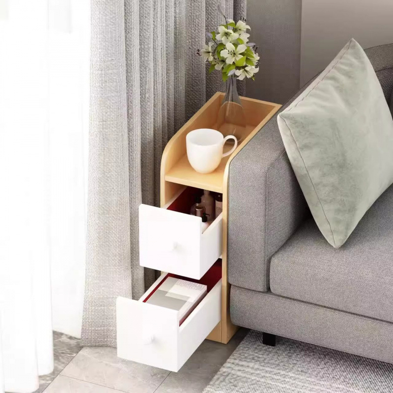 Super estrecha meseta de cabecera tamaño pequeño gabinete mini simple moderno almacenamiento dormitorio simple ranura gabinete junto a la cama