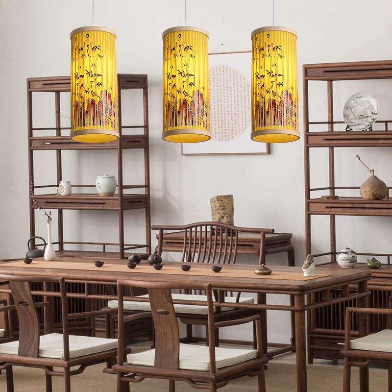 Chino creativo bambú linterna Casa de Té restaurante olla caliente restaurante local restaurante B & B pastoral japonés retro lámpara de Bambú