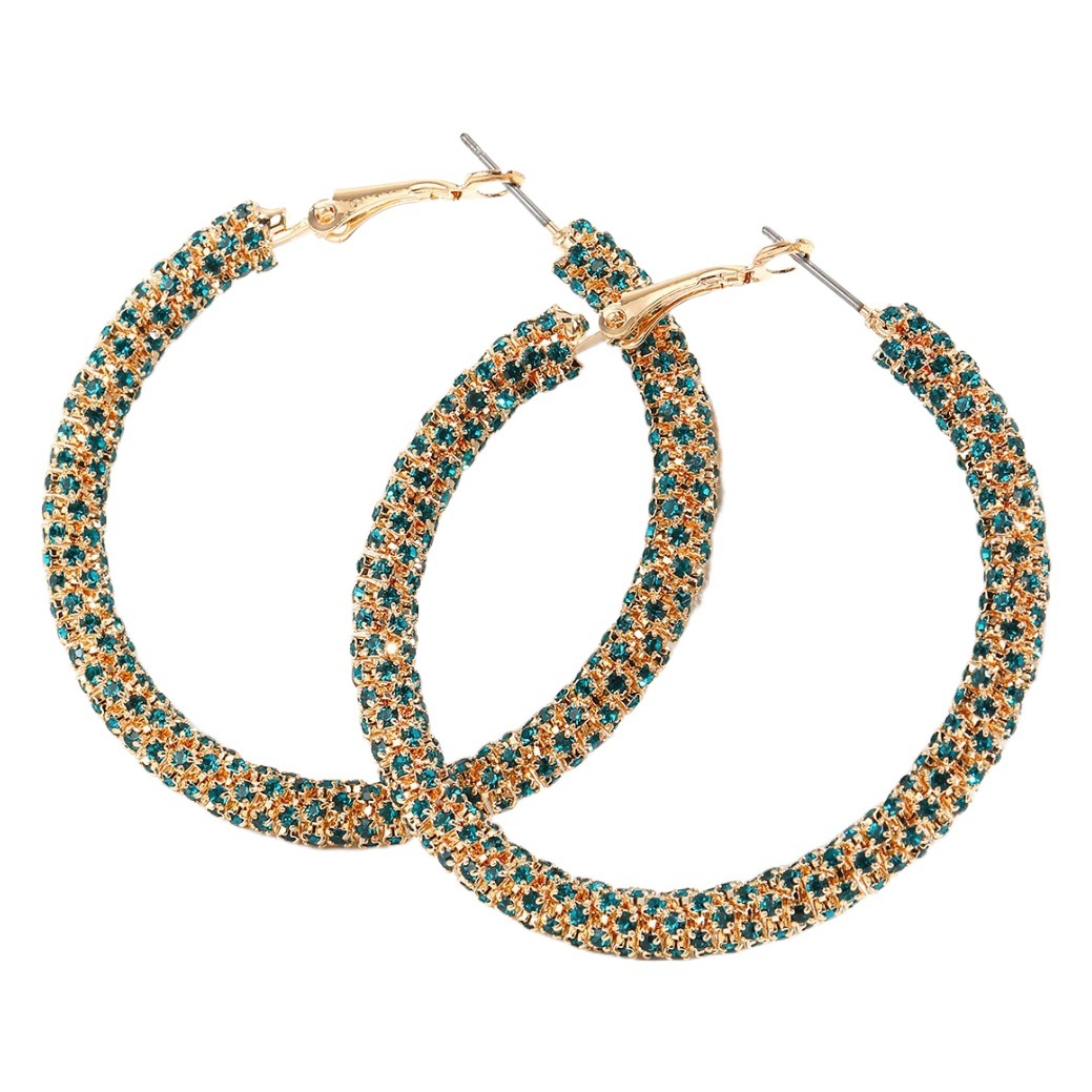 5.0cm Diamond-Encrusted Welded Copper Claw Chain Welded C-Shaped Hoopearring Earrings Chic Style Light Luxury High-End Feel