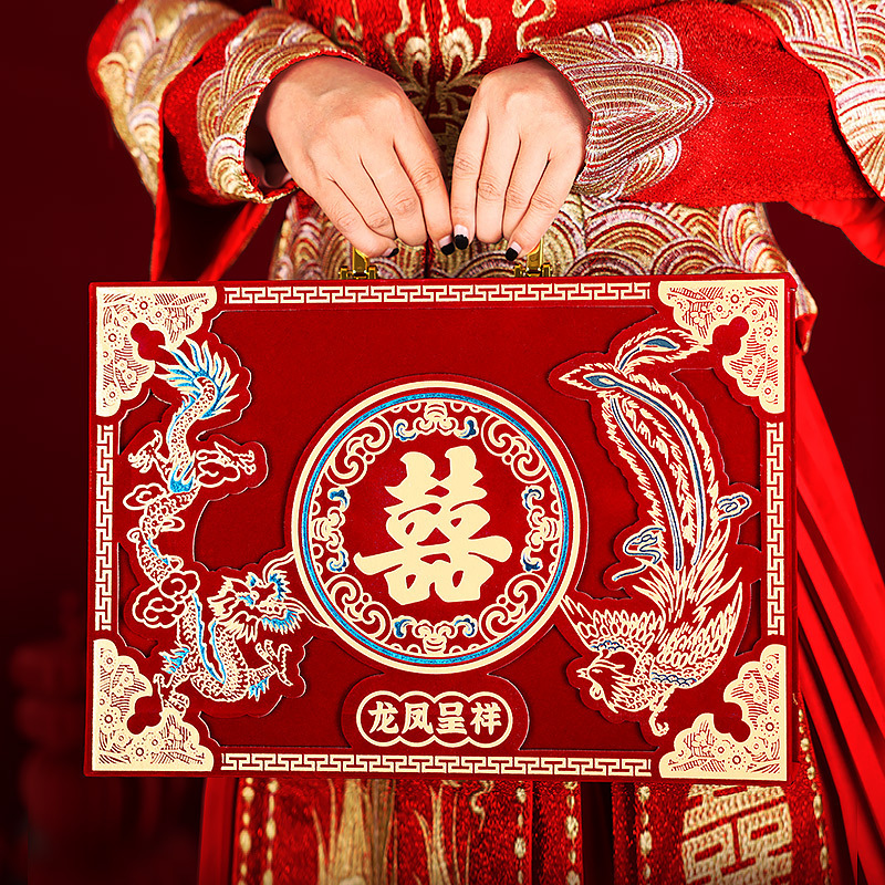 Wedding engagement betrothal gift box gift box wedding gift cash money box flannel senior wedding supplies