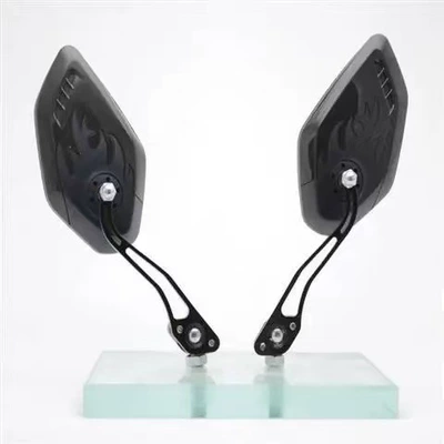 Motorcycle accessories electric car modification ghost fire rearview mirror qiaoge rearview mirror rearview mirror reflector flame pattern (Motorcycle rearview mirror) - 2680-rearview-mirror-black