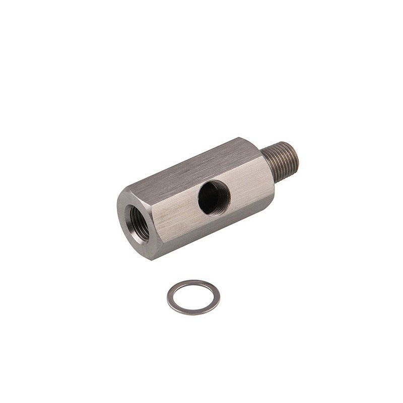 Coche modificado directo de fábrica 1/8BSPT de acero inoxidable contador de presión de aceite de tres vías conector turbo entrada y salida adaptador de aceite