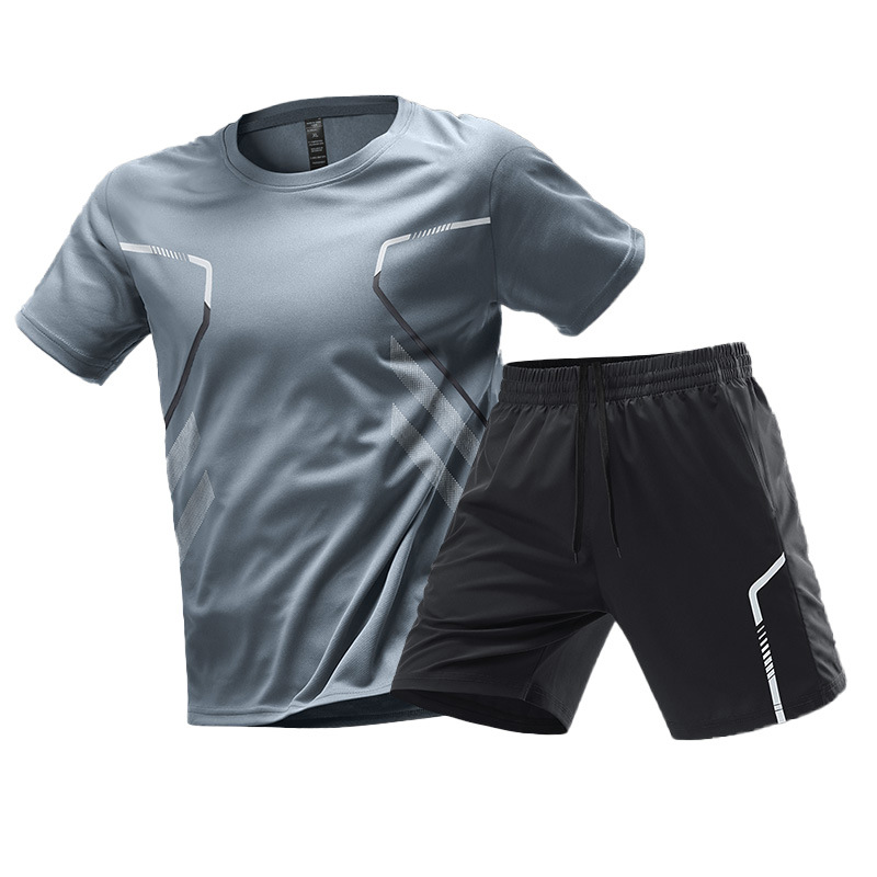 Traje de ropa deportiva de seda de hielo para hombres corriendo ropa de secado rápido camiseta pantalones cortos de manga corta ropa de entrenamiento de fútbol de fitness de verano