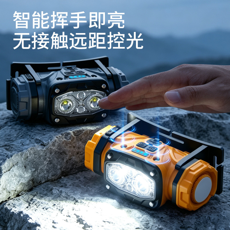 Cross-border LED high-intensity long-range headlamp, USB-powered, new portable headlamp, suitable for outdoor night running and night fishing