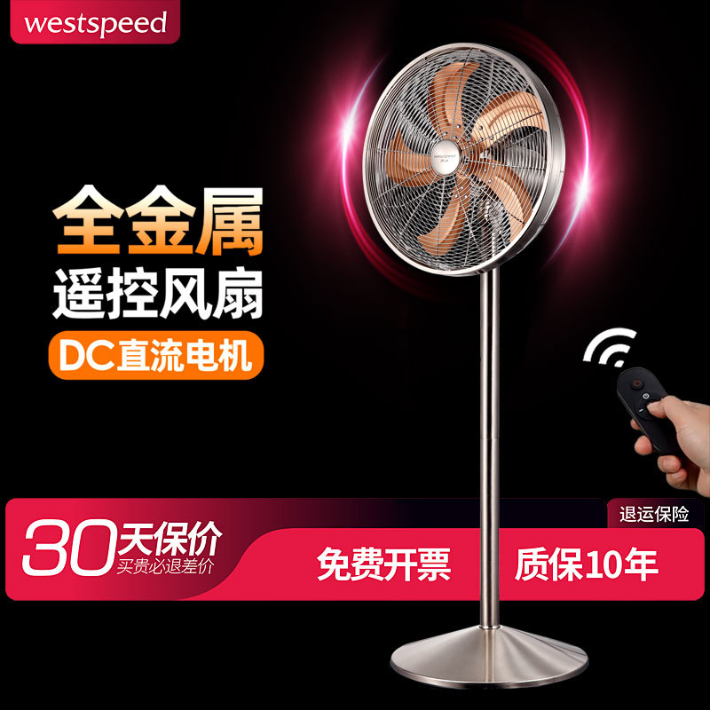 Metal Retro Vertical Fan Home 2025 New DC Remote Control Floor Fan Gale Shake Head Shake Head Living Room Fan