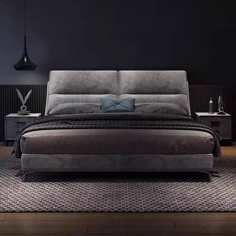 Italian Minimalist Elephant Ear Technology Velvet Fabric Bed Modern Simple Double Master Bedroom Large Bed Storage Wedding Bed Universal