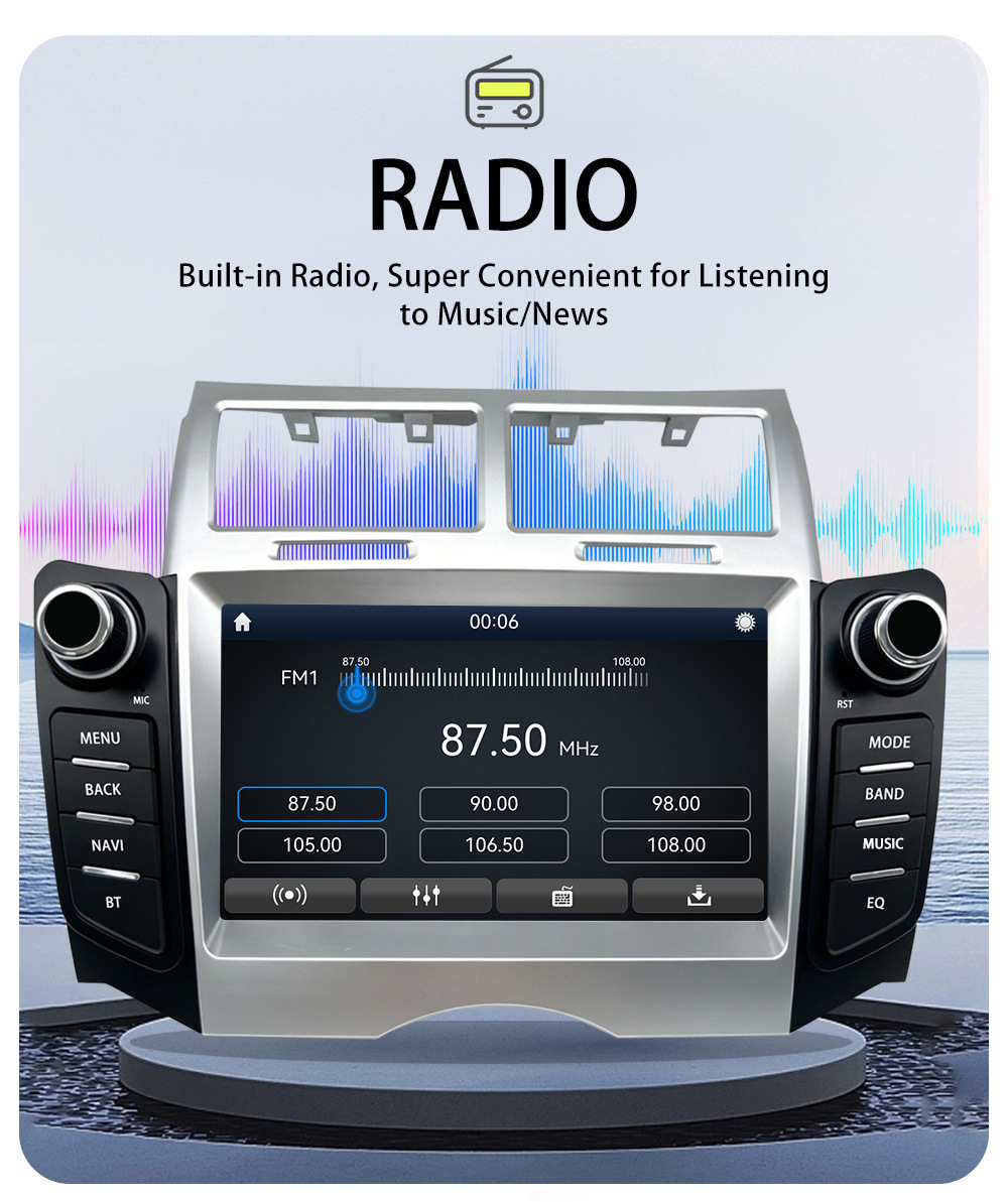 Suitable for Toyota Yaris Xp90Vitz Car Central Control Screen Bluetooth Navigation Reversing Image Radio