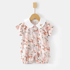 婴儿夏季短袖连体衣宝宝夏款超薄纱布纯棉哈衣儿童空调服新生爬服