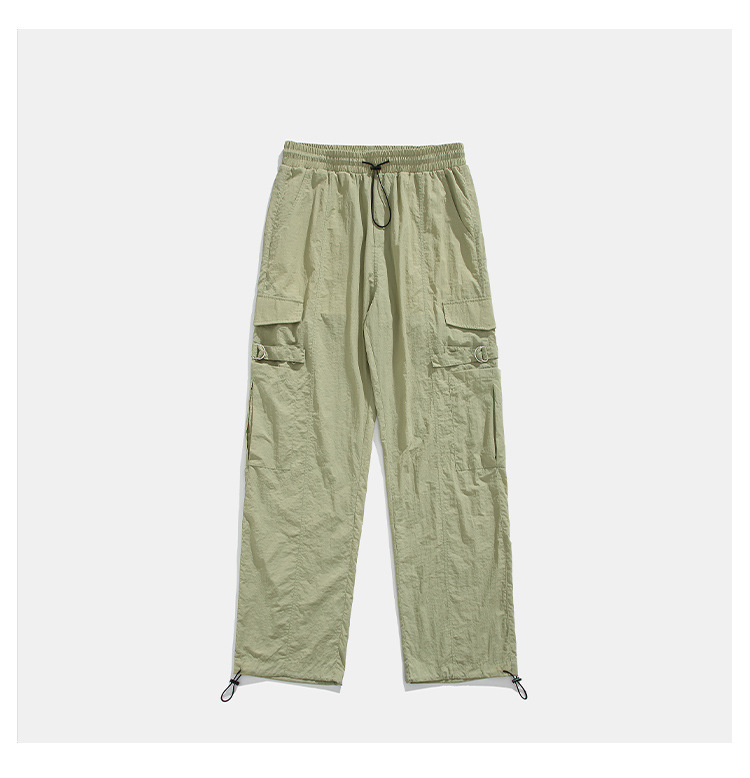 Men's Cargo Pants Lightweight Nylon Loose Straight Leg Trousers_voghion.com