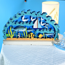 跨境新款木质LED海洋系桥灯地中海风格家居装饰卧室台灯氛围摆件