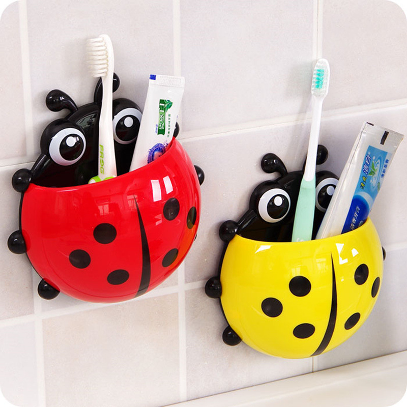 Cartoon Seven-star Ladybug Couple Creative Strong Suction Cup Brushing Teeth, Washing Face, Toothbrush Box, Toothpaste Rack, Wall Hanging Rack