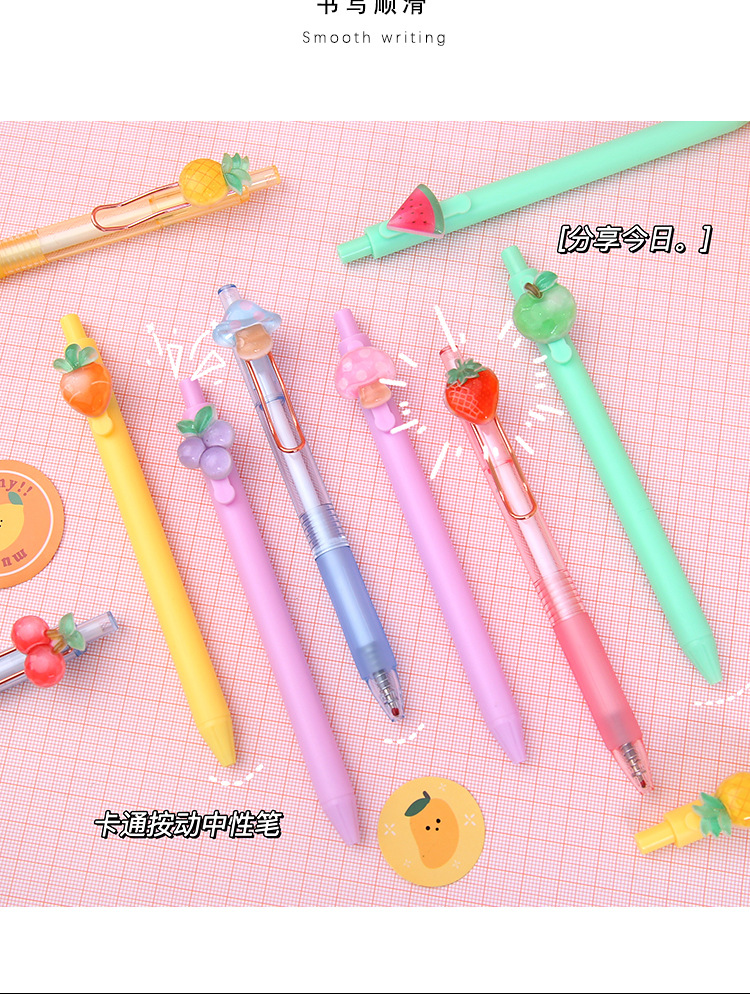 12g Weight Plastic Material Pink, Blue Color Nihaojewelry Cute Fruit Resin Press Gel Pen Wholesale Accessories 9