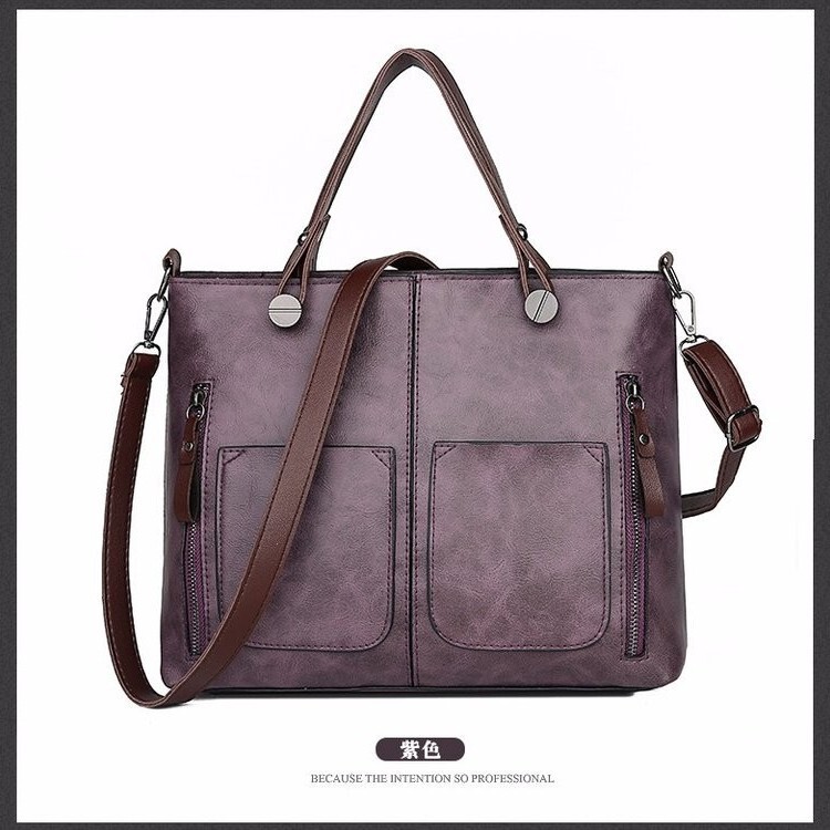 Wholesale Women's Bag 2021 Autumn and Winter New Double Pocket Single Shoulder Crossbody Handbag Fashion Retro PU Oil Leather Trendy Bag Wholesale Women's Bag 2021 Autumn and Winter New Double Pocket Single Shoulder Crossbody Handbag Fashion Retro PU Oil Leather Trendy Bag
