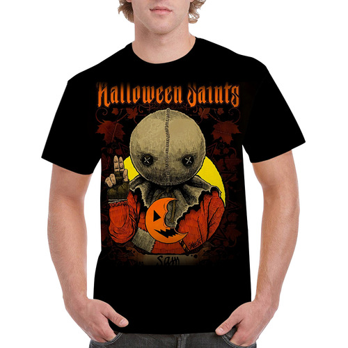 Halloween new men's fashion digital-print T-shirt—unisex, for teens and men, short-sleeved T-shirt.