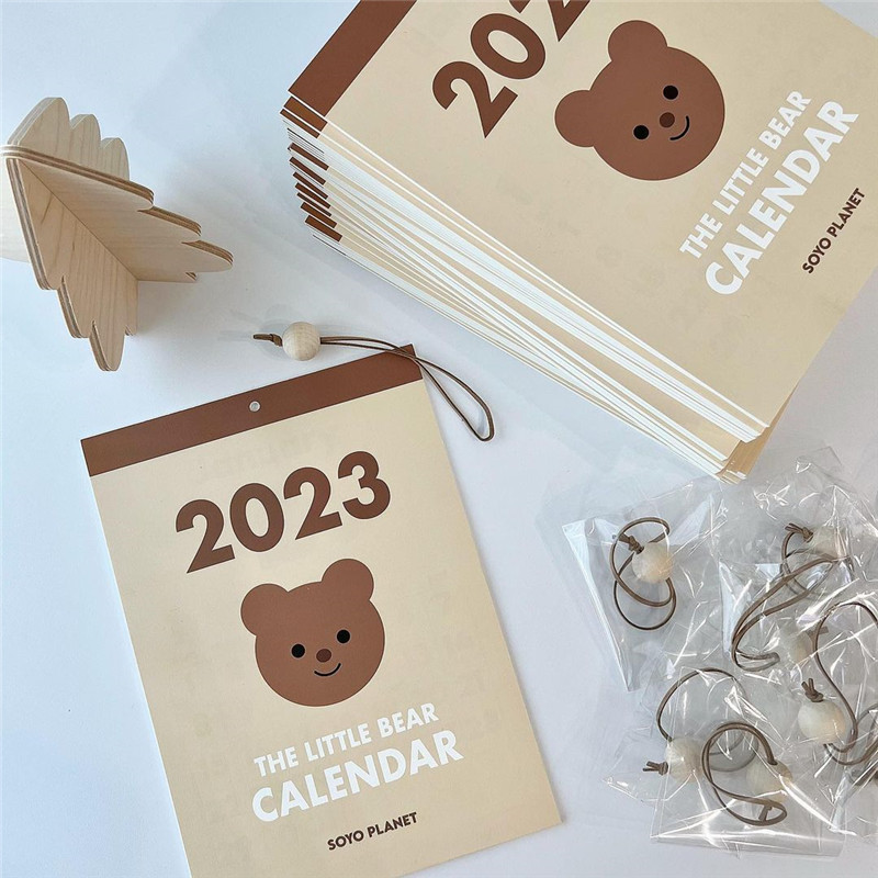 ins Korea 2024 cute bear wall calendar creative simple wall decoration painting photo props