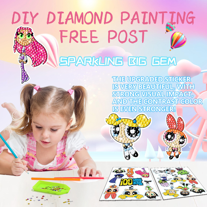 La superventas Flying Little Police Diamond Painting Pegatinas al azar Pegatinas de bricolaje Pegatinas de pared Pegatinas de diamantes hechas a mano para niños al por mayor