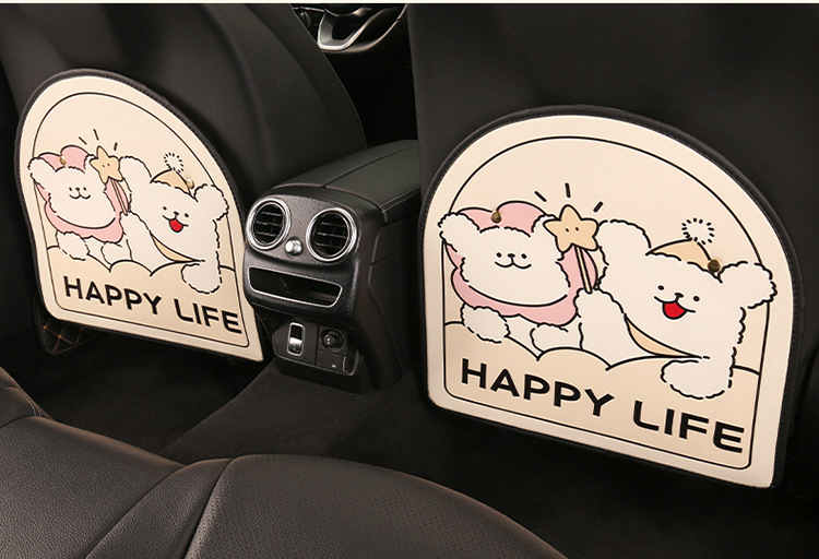 Couple Puppy Anti-Kick Pad Cute Cartoon Car Seat Back Anti-Kick Pad Kids Seat Back Anti-Fouling Anti-Dirty Pad
