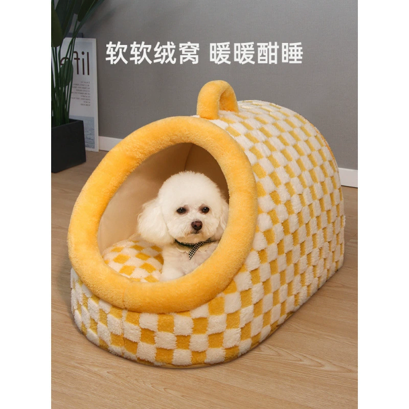 Собачья будка, четырехсезонный коврик для собак, домашняя собачья лежанка, полузакрытая кошачья будка, зимний теплый собачий домик, товары для животных