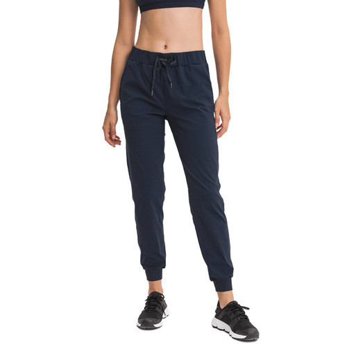 Cross-border New Elastic-Waist Yoga Pants, Simple Straight-Leg Sports Casual Stretch Cropped Trousers for Women, Model DP022