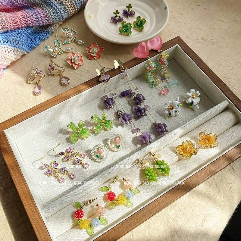 Серьги S925 серебро, игла, легкая роскошь цветочный дизайн, модный корейский стиль, множество цветов