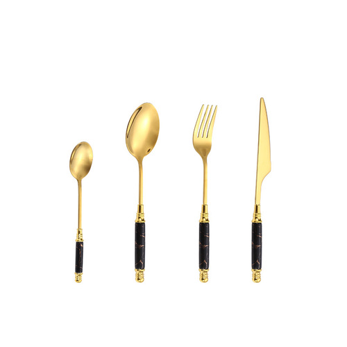 Nordic stainless steel ceramic handle knife, fork and spoon marble spoon Western steak knife, fork and spoon gift box set of four