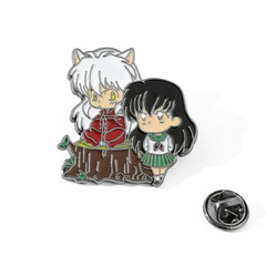 Cross-border fashion cartoon Japanese anime cute Inuyasha and Kagome Higurashi metal pin accessories