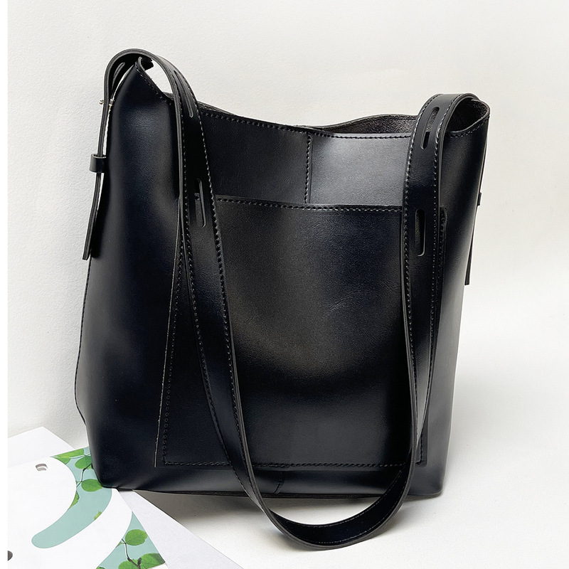 Clearance Sale - Trendy Versatile Casual High-Quality Solid Color Large Capacity Student Bucket Bag Single Shoulder Crossbody Bag