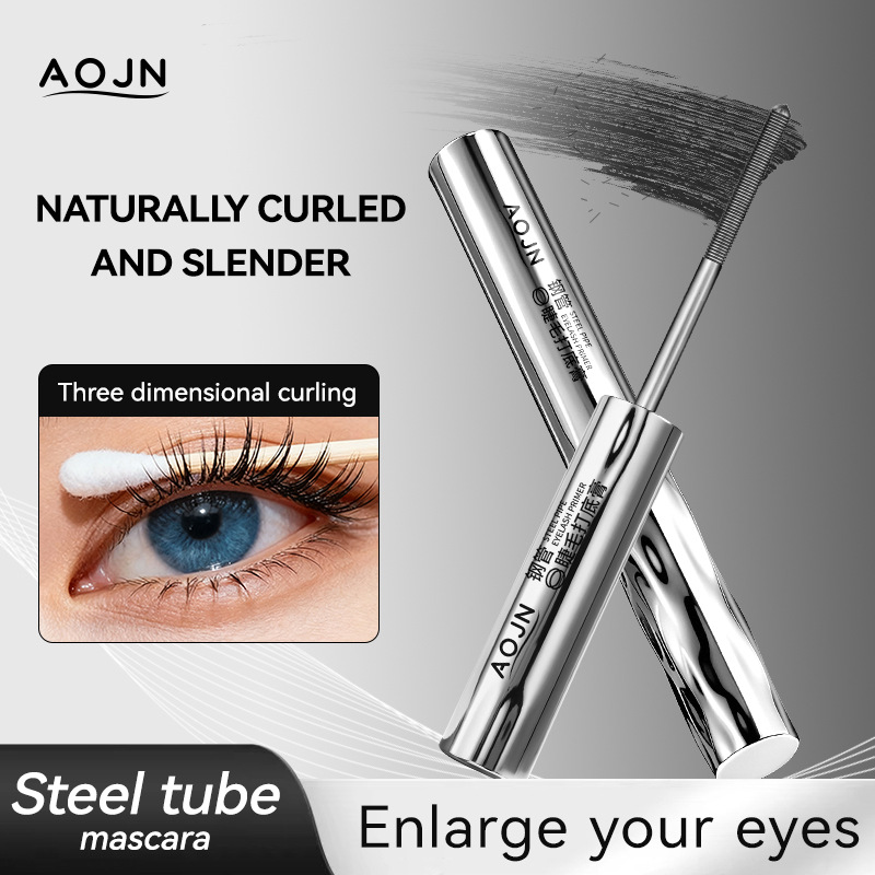 Cross-border AOJN Steel Tube Eyelash Primer Mascara for Lengthening, Curling, Thickening, and Defining Lashes, Waterproof and Sweat-Resistant Steel Tube Mascara