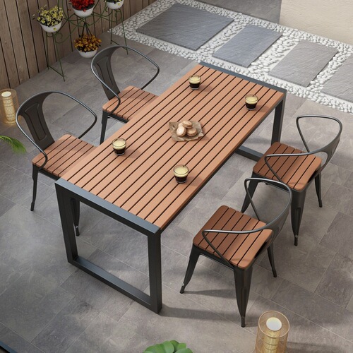 Outdoor table and chair courtyard outdoor dining table and chair set park leisure tea table and chair outdoor balcony anti-corrosion table sun protection